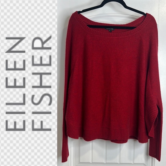 Eileen Fisher Sweaters - Eileen Fisher 100% Cashmere Beautiful Burgundy Round Hem Drop Sleeve Sweater. XL